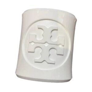 TORY BURCH White Lucite/Resin Logo Cuff Bracelet - like new